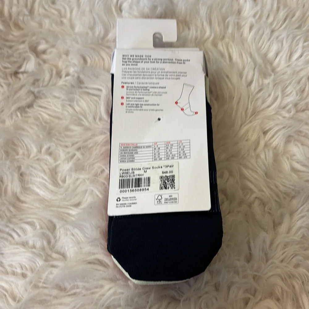 Lululemon Power Stride Socks, RBCO/ELIX/TRNV, Size Medium